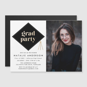 Invitación Magnética Caps Off Photo Graduation Party