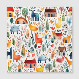 Invitación Magnética Casas rojas y casas adorables Hoja de papel