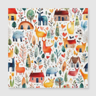 Invitación Magnética Casas rojas y casas adorables Hoja de papel
