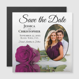 Invitación Magnética Cassis Rose en White Wedding Save The Date Photo
