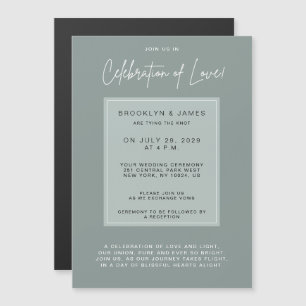 Invitación Magnética Celebración de boda minimalista de amor salvia
