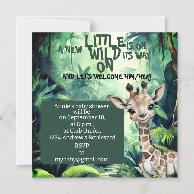 Invitación Magnética Celebración del Safari de la Selva: Baby Shower (Anverso)