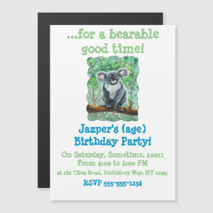 Invitación Magnética Centro de Fiesta de Oso de Koala