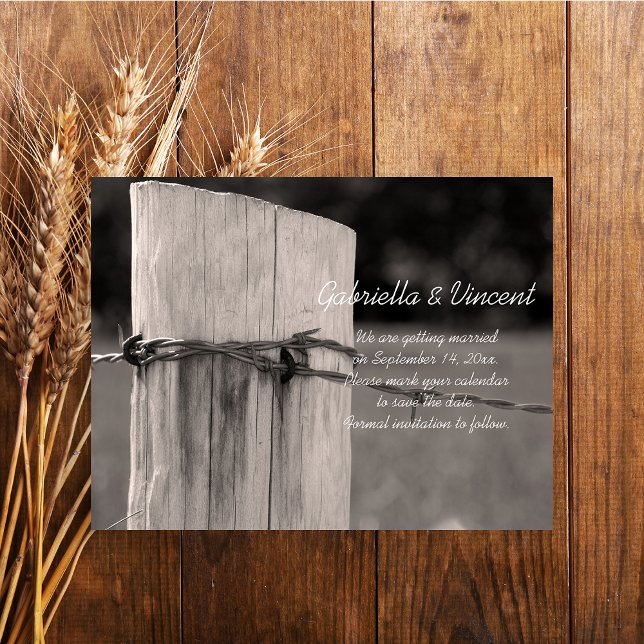 Invitación Magnética Cerco rural Boda post país Salven la fecha (Subido por el creador)