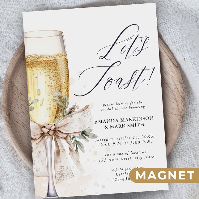 Invitación Magnética Champagne Let's Toast Winter Bridal Shower (Subido por el creador)