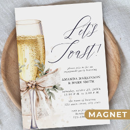 Invitación Magnética Champagne Let's Toast Winter Engagement