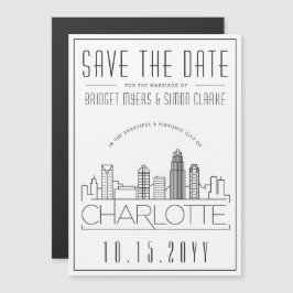 Invitación Magnética Charlotte Boda | Estilizado Skyline Guardar la fec