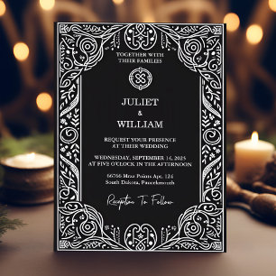 Invitación Magnética Charm Celtic Nordic Medieval Scroll Viking Boda