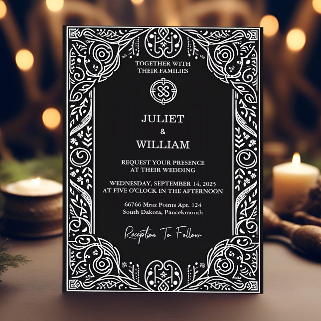 Invitación Magnética Charm Celtic Nordic Medieval Scroll Viking Boda (Subido por el creador)