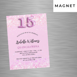 Invitación Magnética Chica de confeti rosa Quinceanera fiesta de lujo