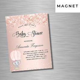 Invitación Magnética chica de elefantes de Baby Shower globo aerostátic