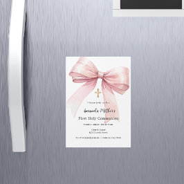 Invitación Magnética Chica del arco rosado Primera comunión