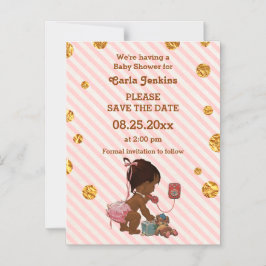 Invitación Magnética Chica étnico En Phone Gold Confetti Guardar La Fec