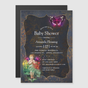 Invitación Magnética Chorro Mágico de Hada Vintage Baby Shower