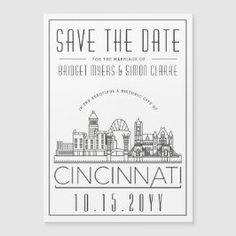 Invitación Magnética Cincinnati Boda Silueta Estilizada Fecha de la Bod