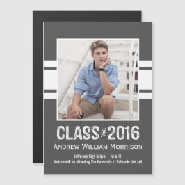 Invitación Magnética Clase fotográfica de graduación deportiva de 2016