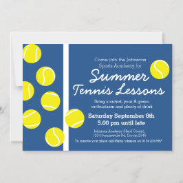 Invitación Magnética Clases de tenis de verano, pista azul y blanca