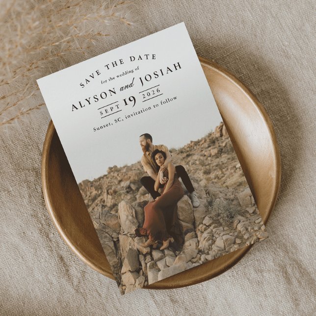 Invitación Magnética Clásica Elegante Foto Boda Guardar la Fecha (Subido por el creador)