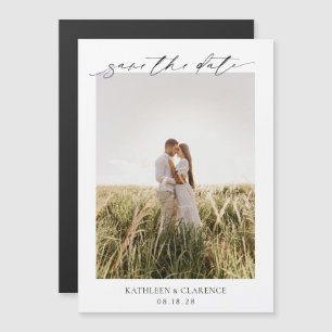 Invitación Magnética Clásica Foto Elegante Boda Guardar la Fecha