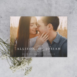 Invitación Magnética Clásica Tipografía Elegante Nombres Foto Boda Guar