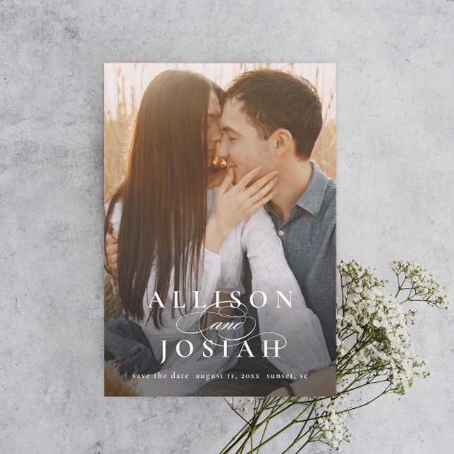 Invitación Magnética Clásica Tipografía Elegante Nombres Foto Boda Guar (Subido por el creador)