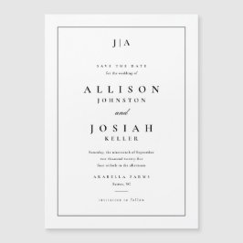 Invitación Magnética Clásico Monograma de Boda Guardar la Fecha