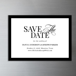 Invitación Magnética Classic Luxe Blanco y negro Guardar la fecha