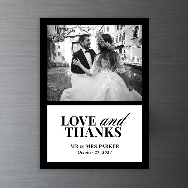 Invitación Magnética Classic Luxe | Elegante foto de boda gracias (Subido por el creador)