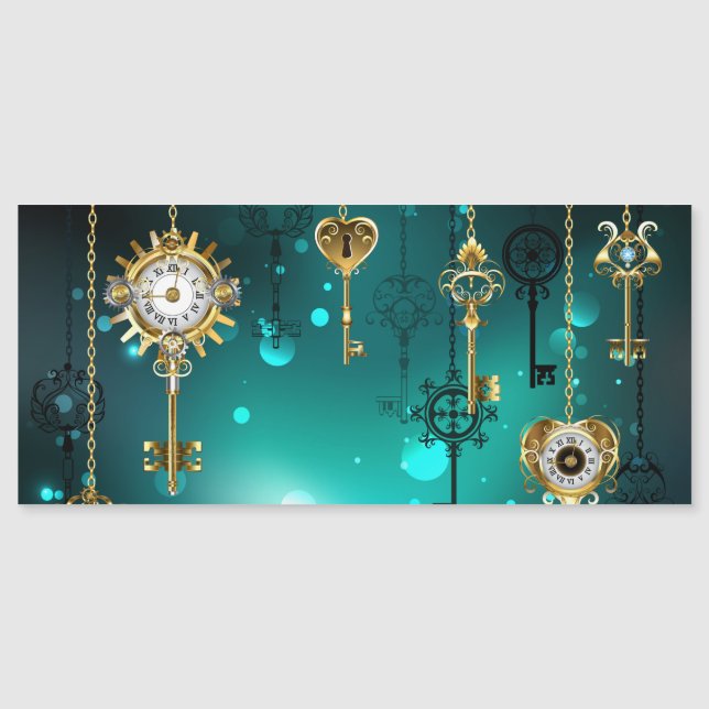 Invitación Magnética Claves de esqueleto antiguas sobre fondo verde (Anverso)