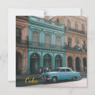 Invitación Magnética Coche Clásico Turquesa Antiguo Habana Cuba Colonia