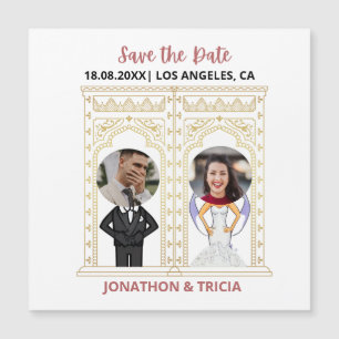Invitación Magnética Código QR de boda moderno Agregar nombre fecha fot