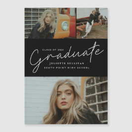 Invitación Magnética Colaje de Fotos de Graduación con Letra Moderna