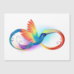 Invitación Magnética Colibrí arcoíris con símbolo de infinito