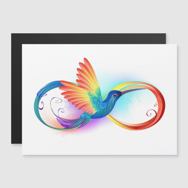Invitación Magnética Colibrí arcoiris con símbolo Infinity (Anverso/Reverso)