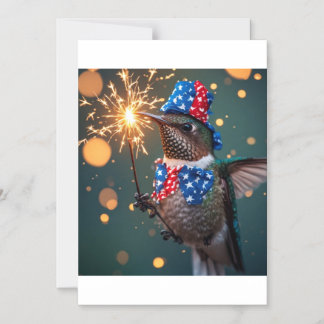 Invitación Magnética Colibrí Celebrando el Cuatro de Julio