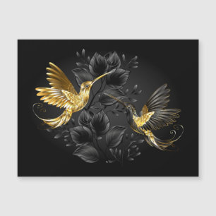 Invitación Magnética Colibrí negro y dorado