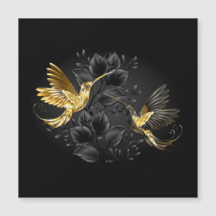 Invitación Magnética Colibrí negro y dorado