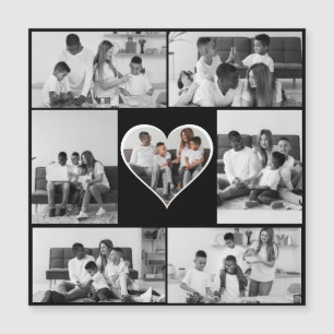 Invitación Magnética Collage de 7 fotos en blanco y negro