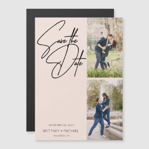 Invitación Magnética Collage de fotos con letra mínima Rubor rosa