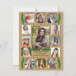 Invitación Magnética Collage de fotos de graduación de secundaria| Burl
