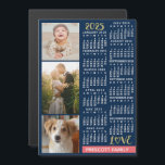 Invitación Magnética collage de fotos de Personalizado de oro de coral<br><div class="desc">Celebre 2025 con esta tarjeta magnética del calendario de collage de fotos. Con fechas fáciles de leer en blanco negrita, este calendario bellamente simple tiene las palabras "2025" y "AMOR" en falso purpurina de oro con una brillante barra rosa de coral en la parte inferior para tu nombre familiar personalizado...</div>