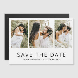 Invitación Magnética Collage de Fotos Minimalista para Aviso de Boda