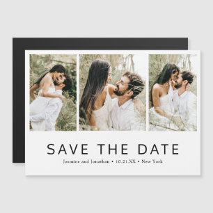 Invitación Magnética Collage de Fotos Minimalista para Aviso de Boda