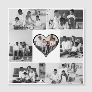 Invitación Magnética Collage de fotos negro y blanco 7