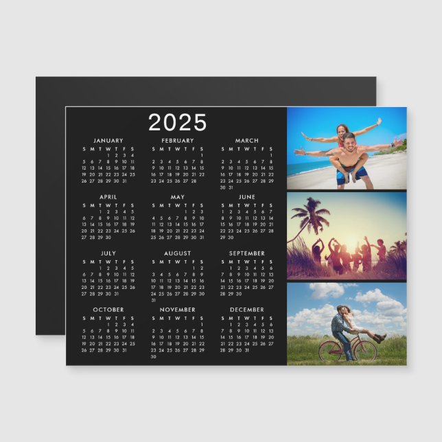 Invitación Magnética Collage de fotos personalizado 2025 Calendario Mag (Anverso/Reverso)