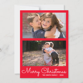 Invitación Magnética Collage festivo rojo brillante 2 fotográfico