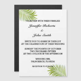 Invitación Magnética Color de agua verde oliva de árbol de palmera deja