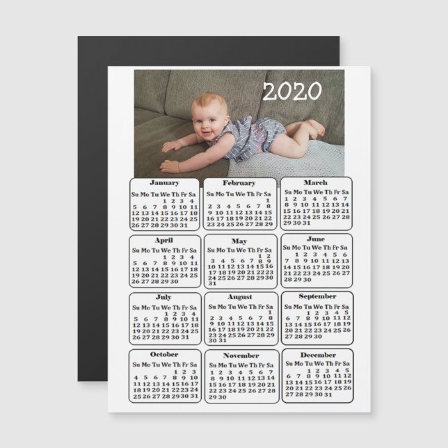 Invitación Magnética Color del personalizado Añadir foto al Mini Calend (Anverso/Reverso)