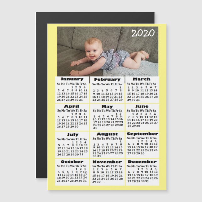 Invitación Magnética Color del personalizado Añadir foto al Mini Calend (Anverso/Reverso)