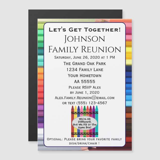 Invitación Magnética Colorful Family Reunion Invitation Magnet Card (Anverso/Reverso)